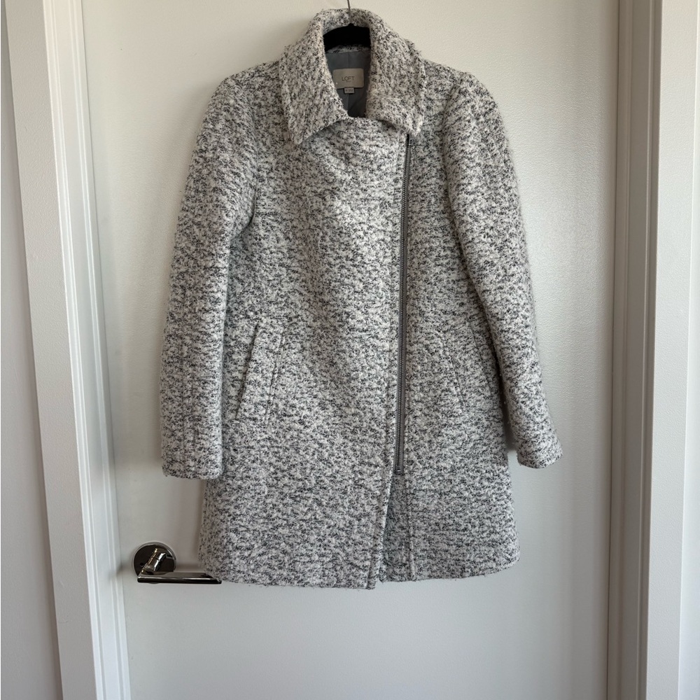 Loft Black and White Tweed Coat